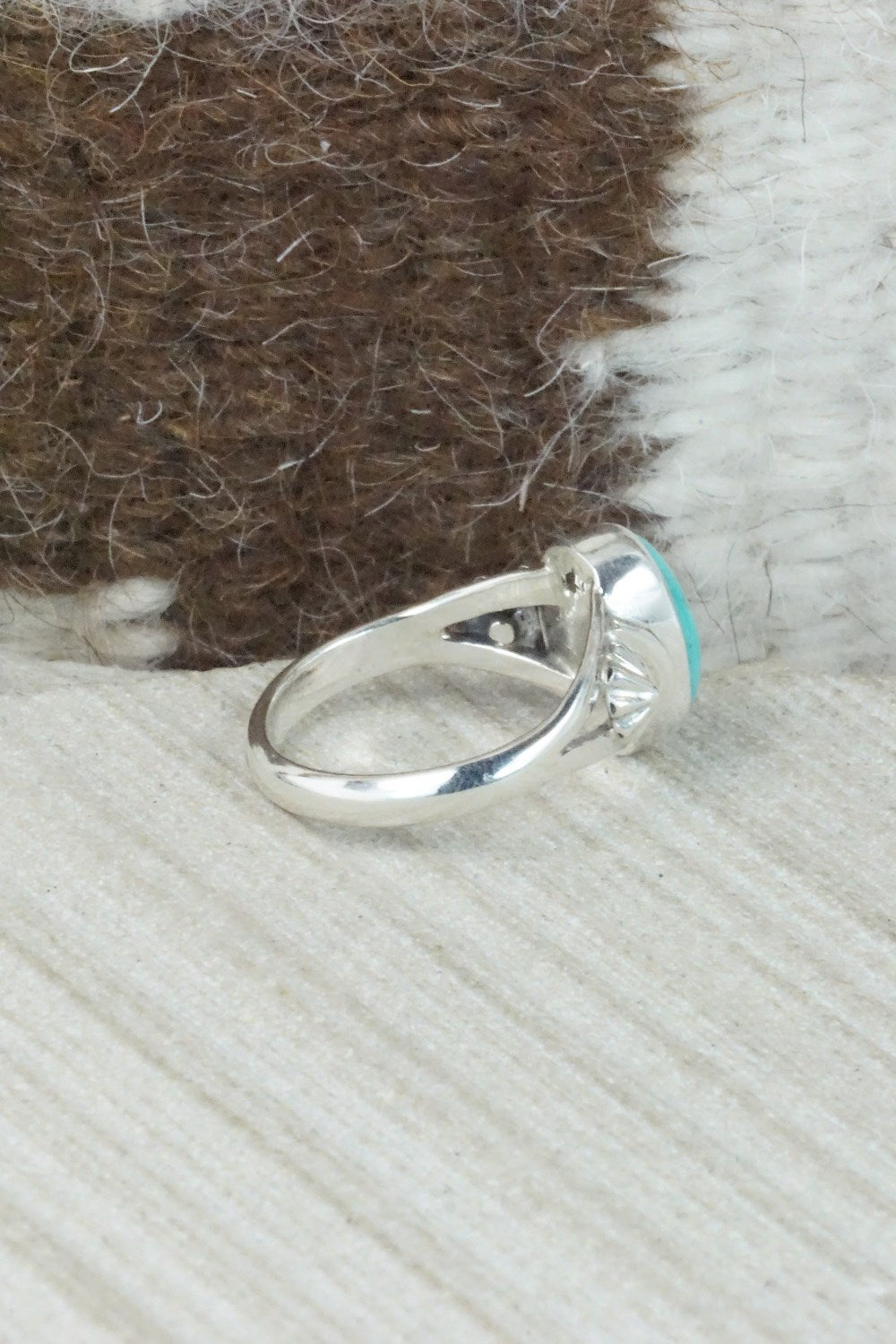 Turquoise & Sterling Silver Ring - Andrew Vandever - Size 6.5