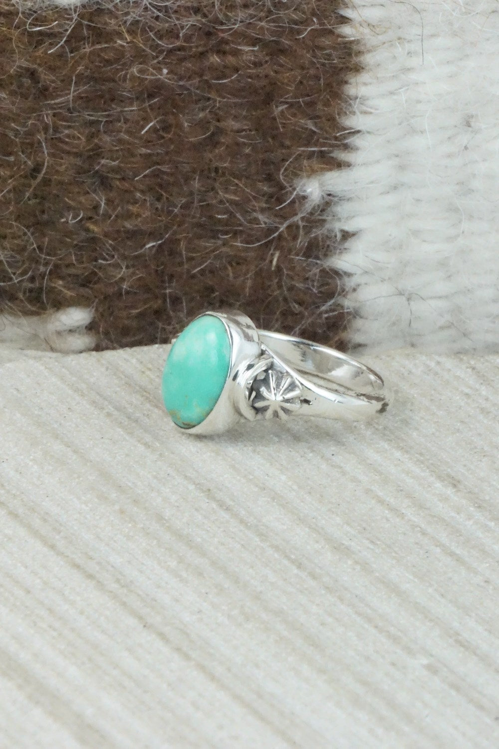 Turquoise & Sterling Silver Ring - Andrew Vandever - Size 6.5