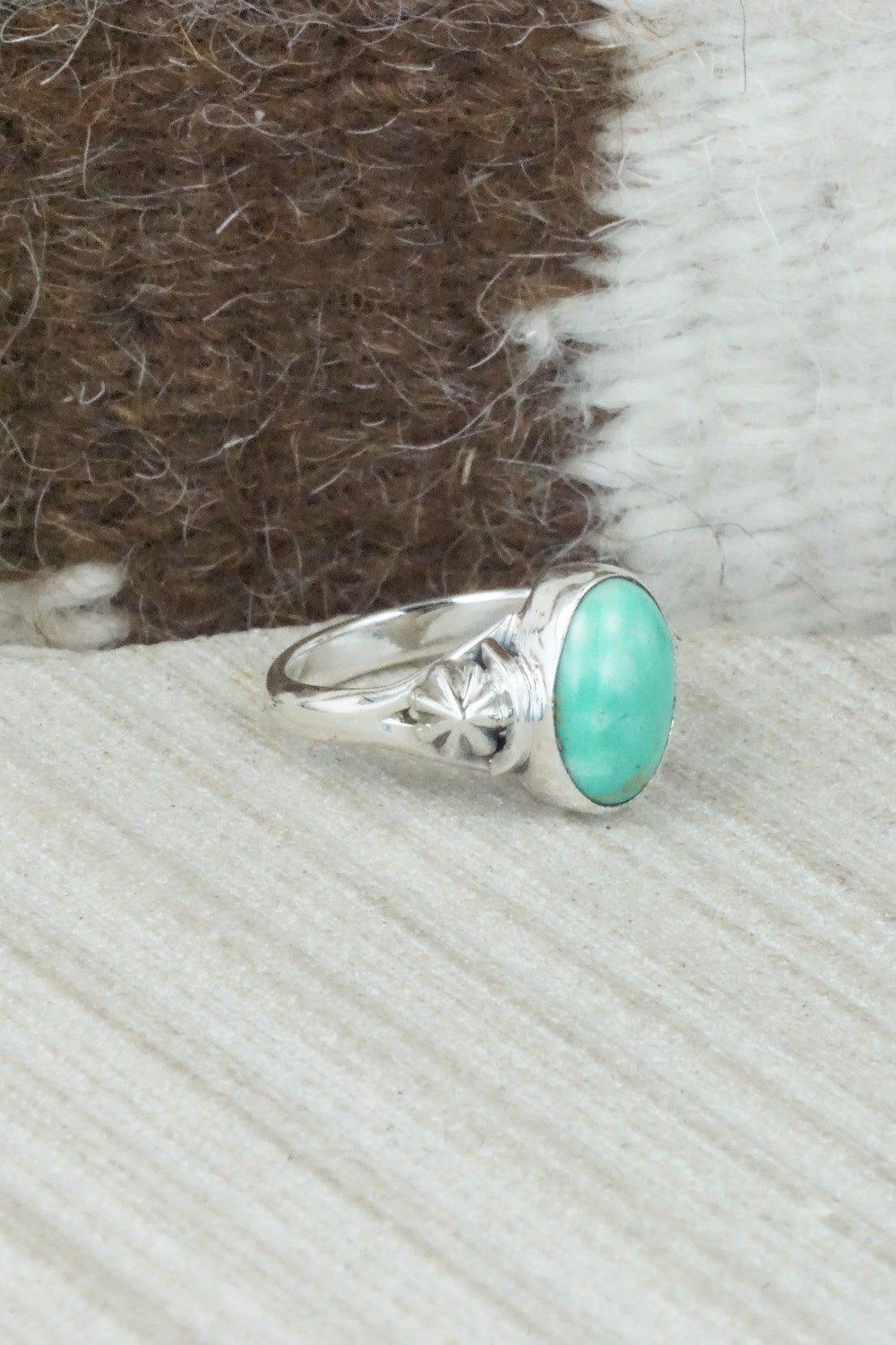 Turquoise & Sterling Silver Ring - Andrew Vandever - Size 6.5