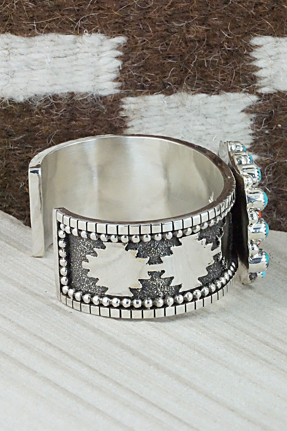 Turquoise, Spiny Oyster & Sterling Silver Bracelet - Sandra Parkett