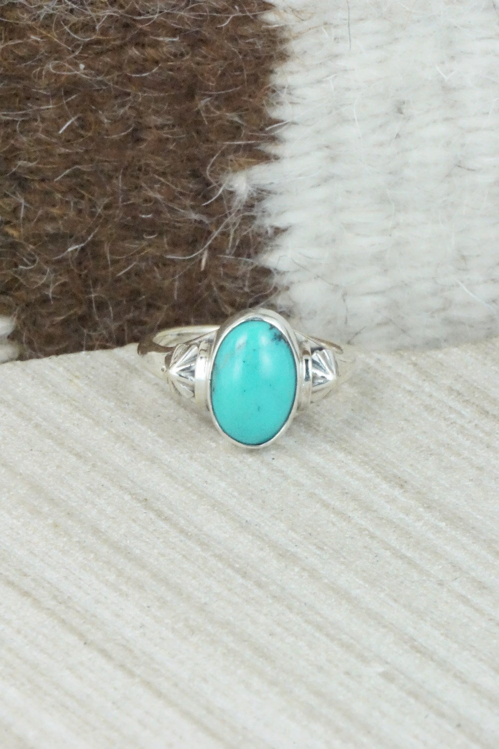 Turquoise & Sterling Silver Ring - Andrew Vandever - Size 7.25