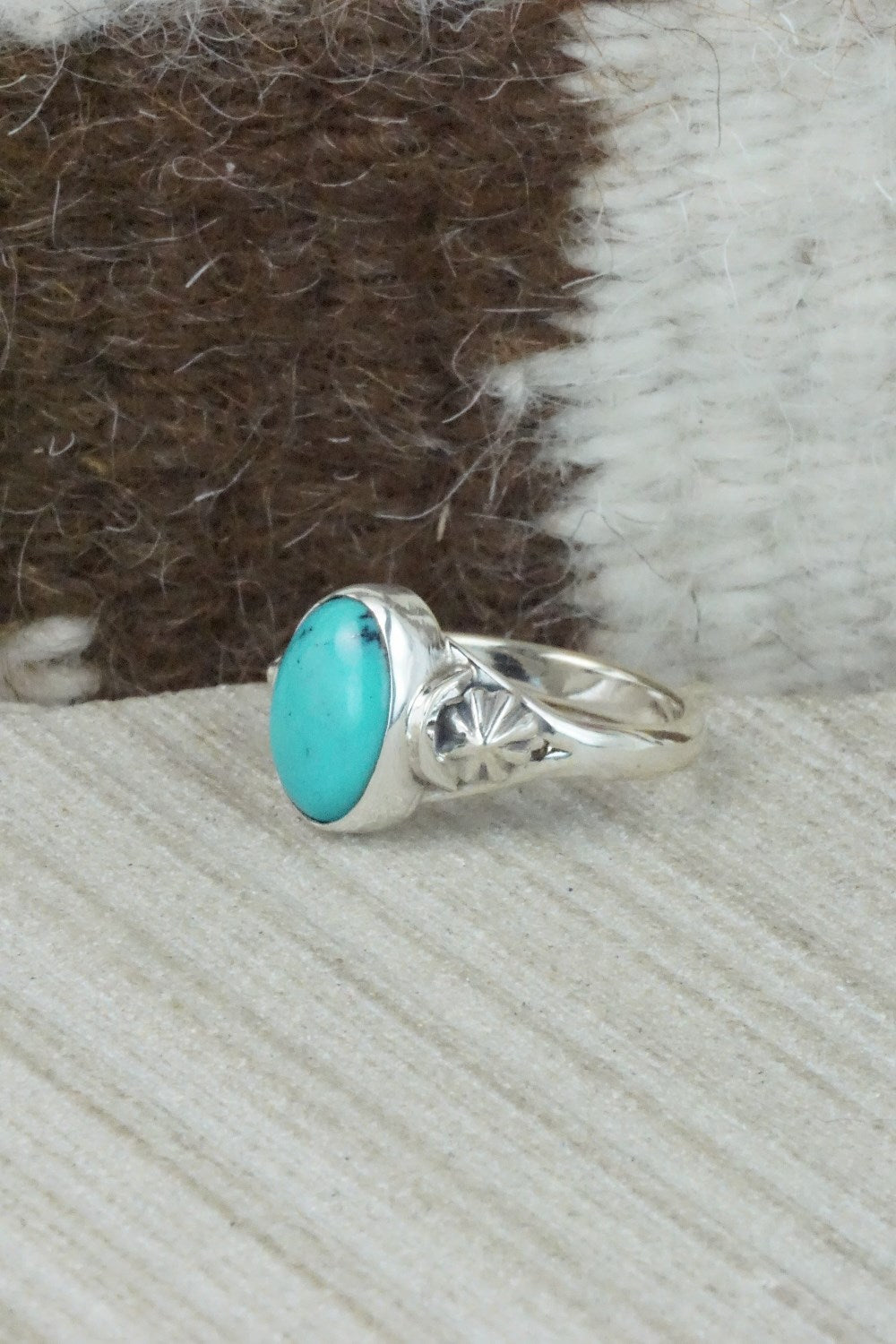 Turquoise & Sterling Silver Ring - Andrew Vandever - Size 7.25