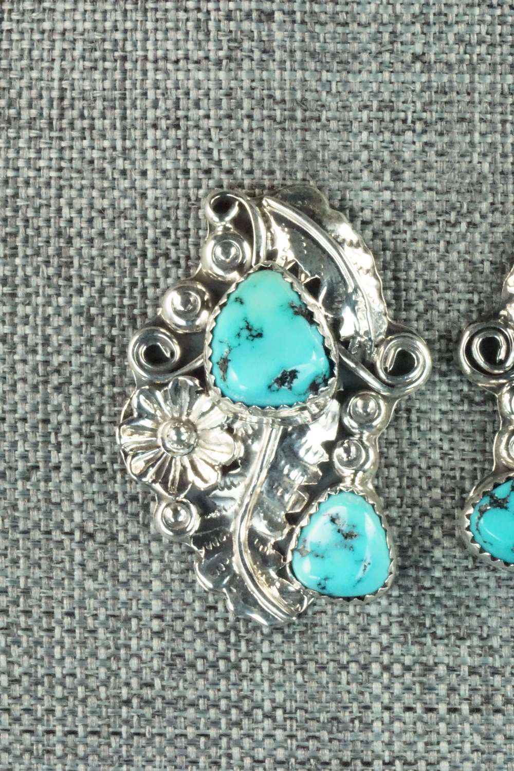 Turquoise & Sterling Silver Earrings - Harry B Yazzie