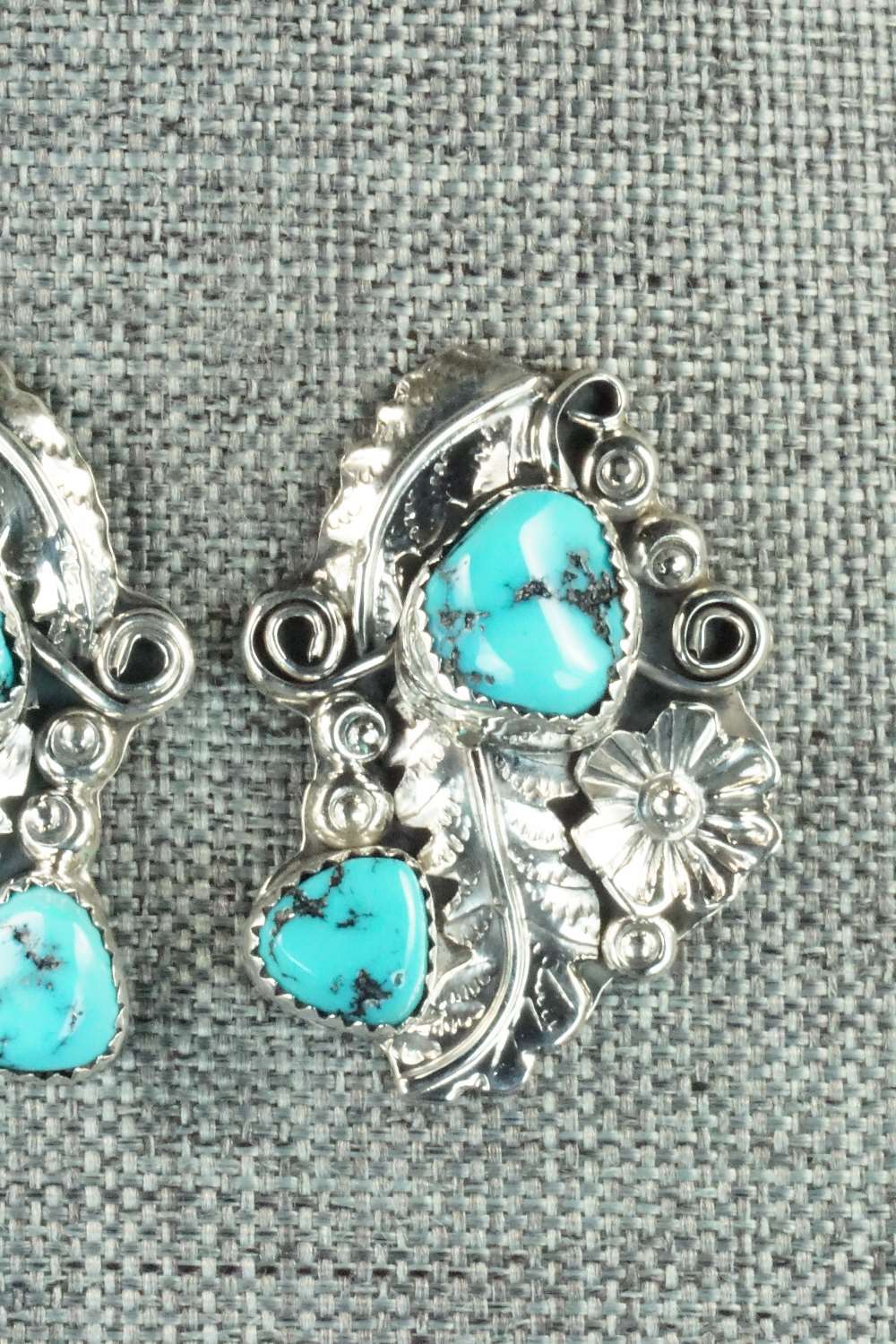 Turquoise & Sterling Silver Earrings - Harry B Yazzie