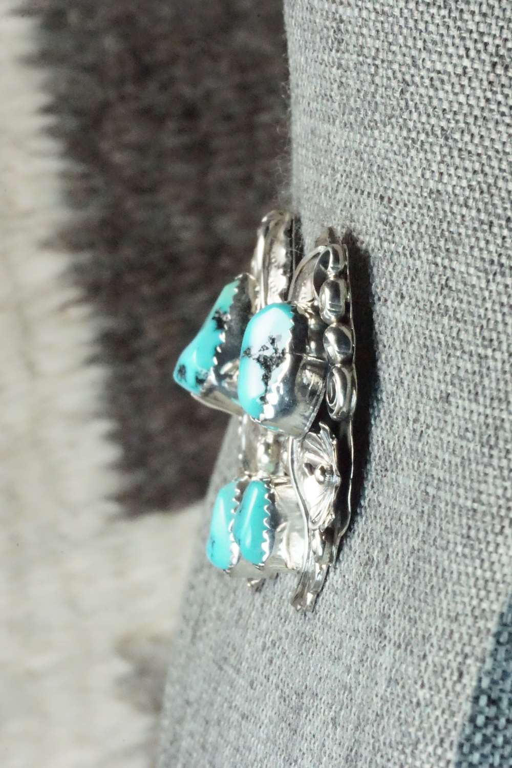 Turquoise & Sterling Silver Earrings - Harry B Yazzie