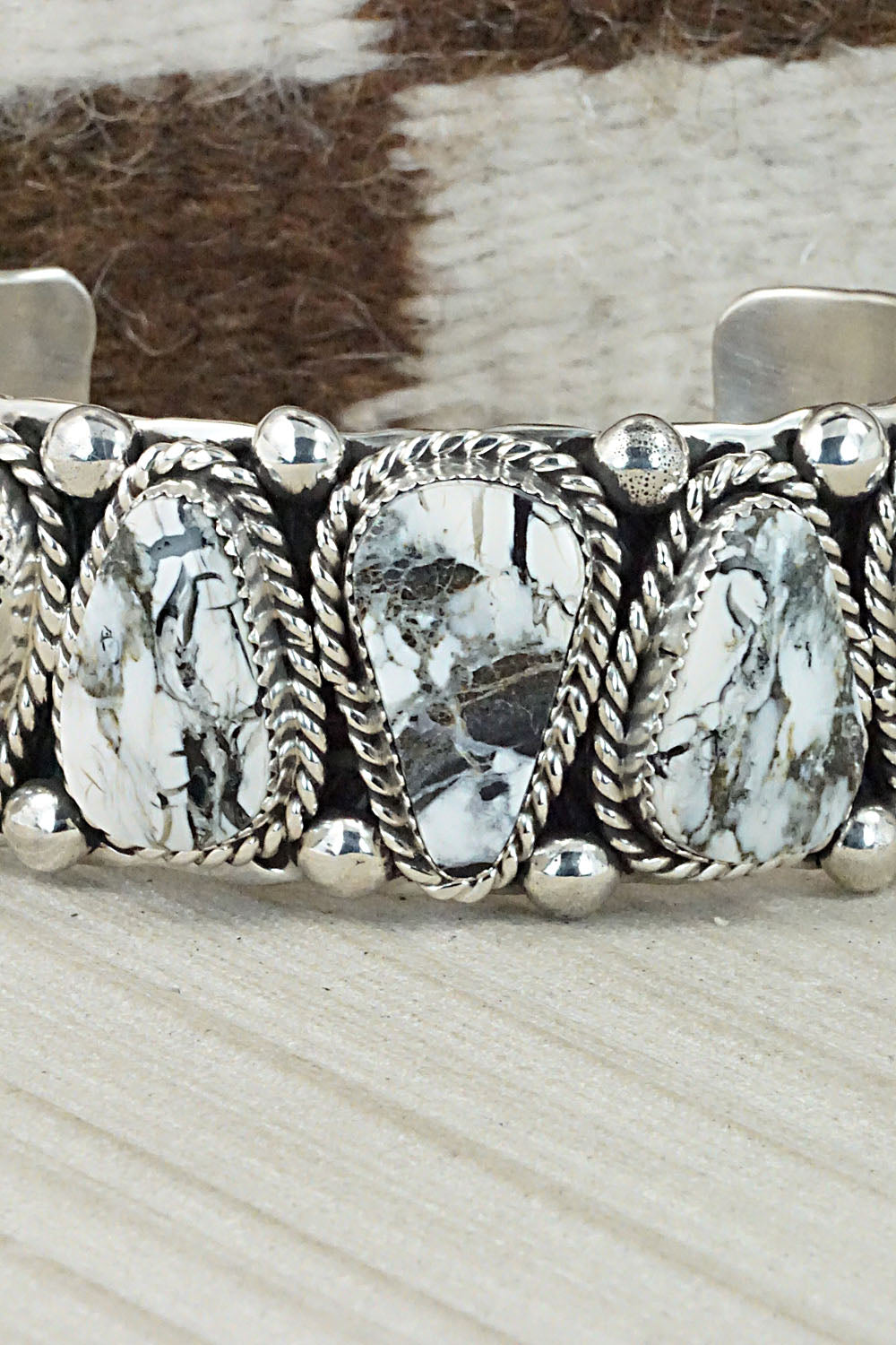 White Buffalo & Sterling Silver Bracelet - Elroy Chavez