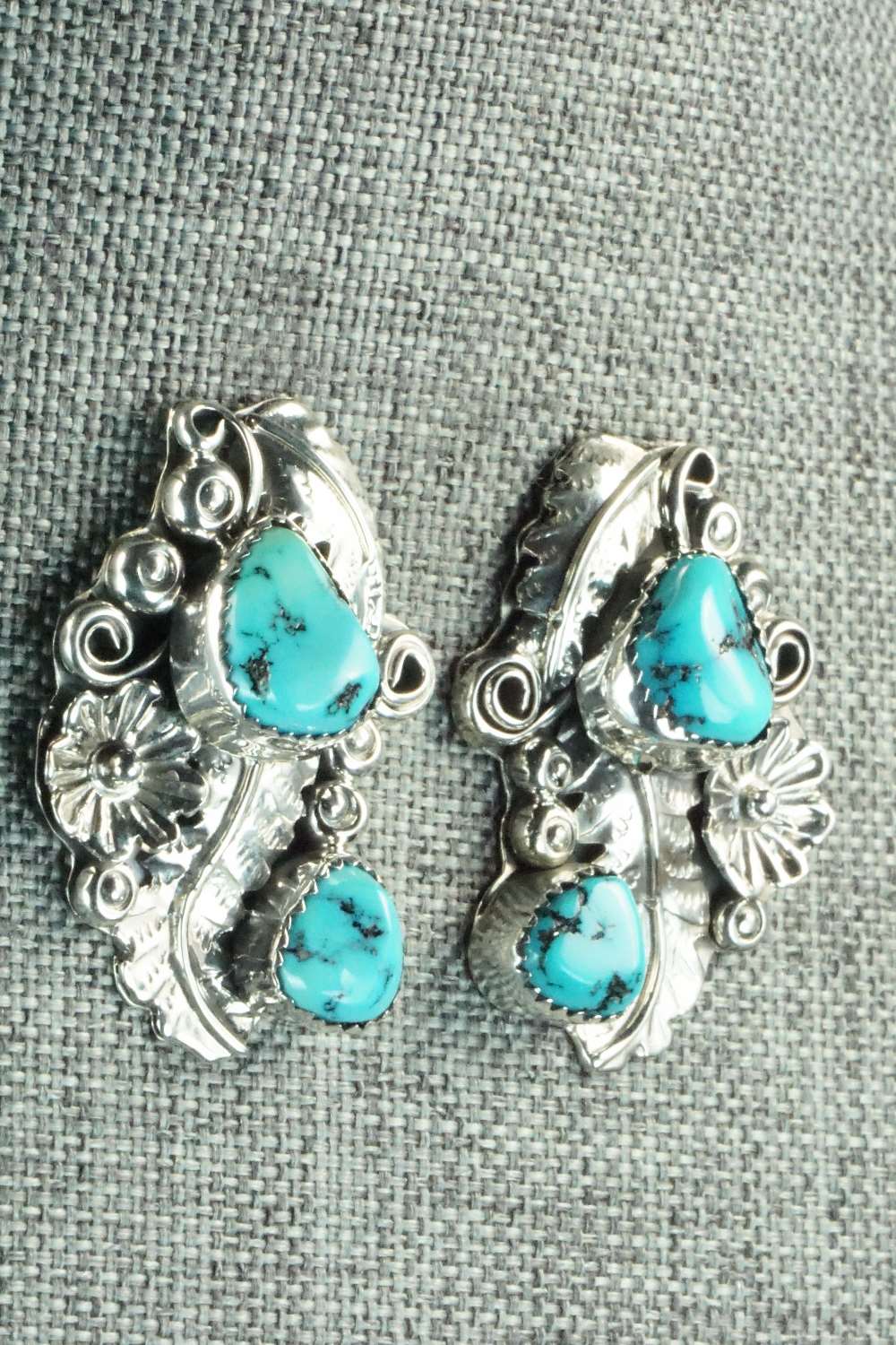 Turquoise & Sterling Silver Earrings - Harry B Yazzie