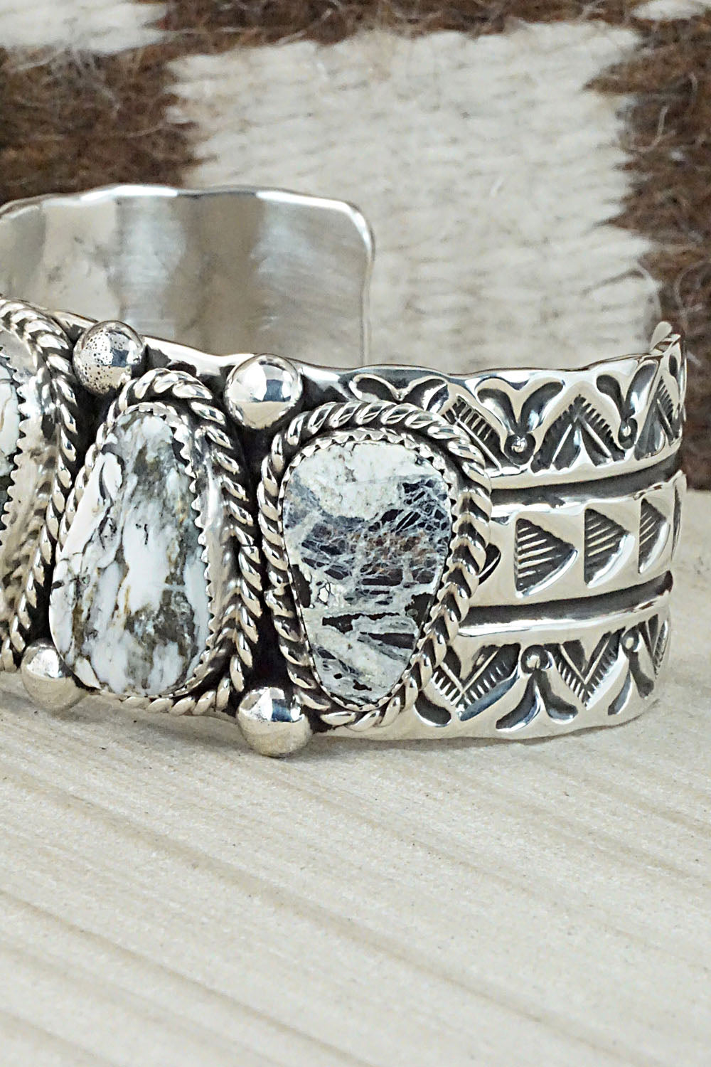 White Buffalo & Sterling Silver Bracelet - Elroy Chavez