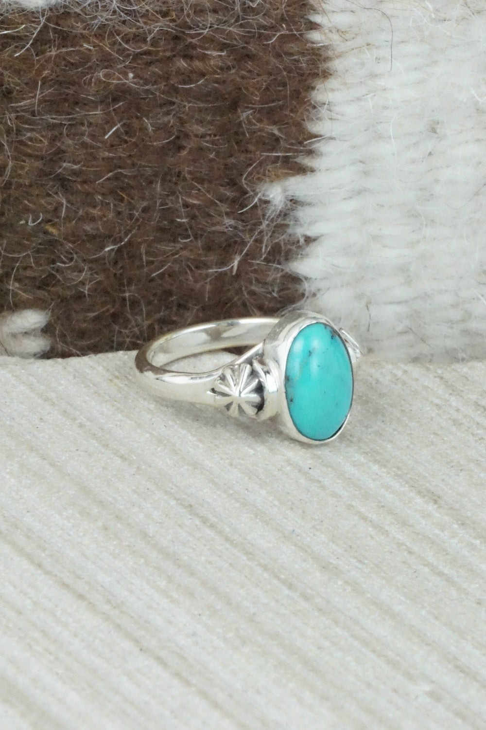 Turquoise & Sterling Silver Ring - Andrew Vandever - Size 7.25