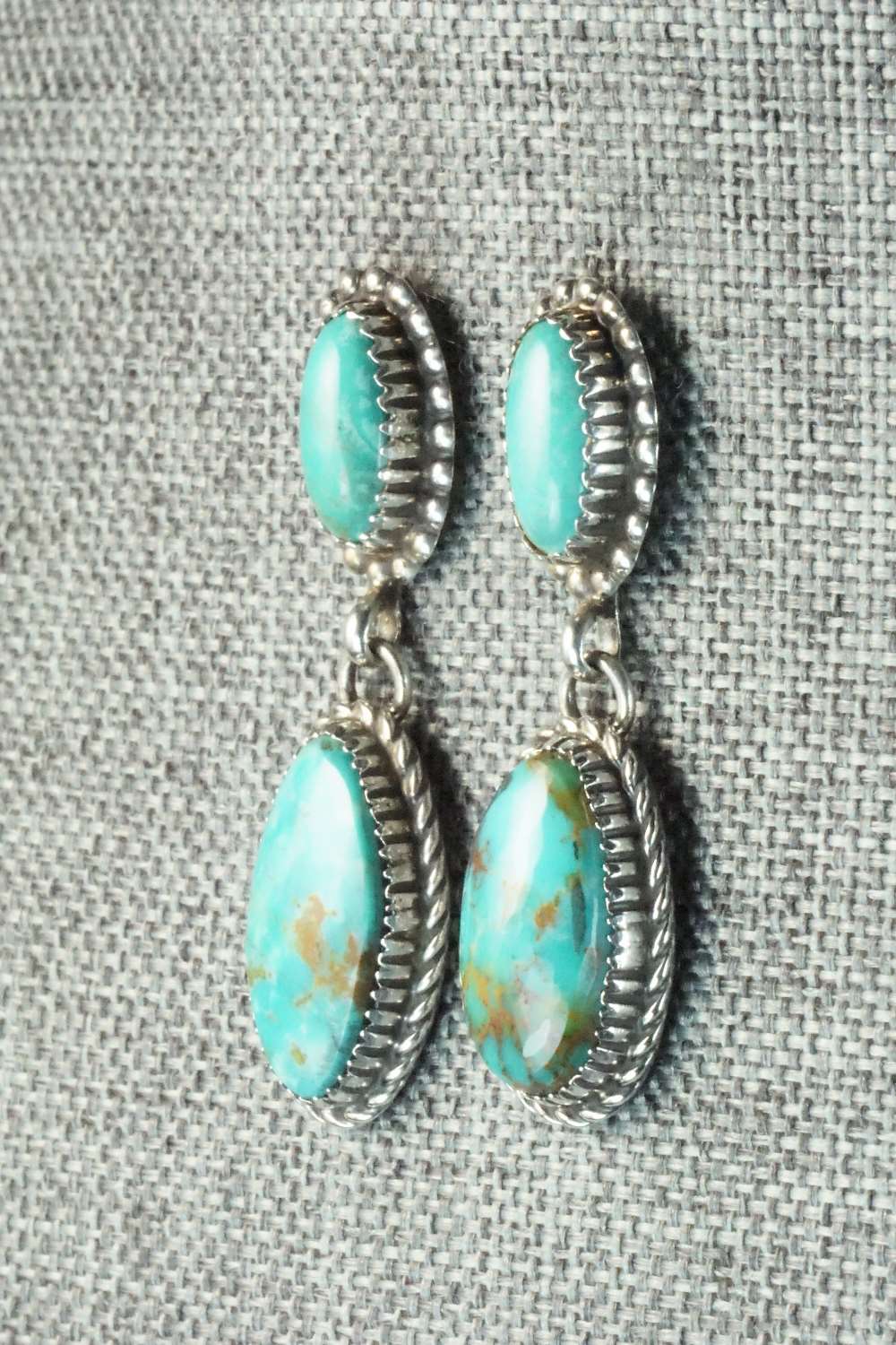 Turquoise & Sterling Silver Earrings - Alvin Joe