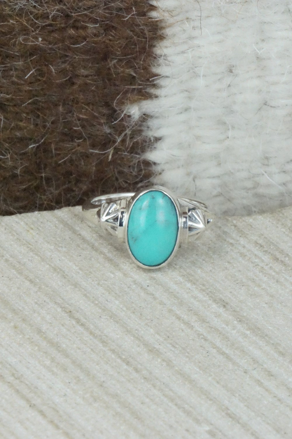 Turquoise & Sterling Silver Ring - Andrew Vandever - Size 7.75
