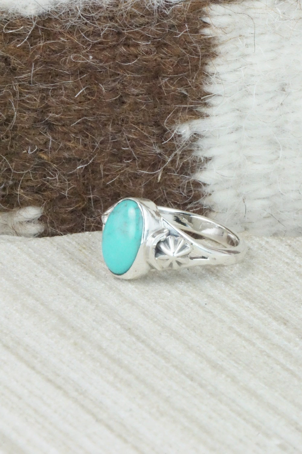 Turquoise & Sterling Silver Ring - Andrew Vandever - Size 7.75