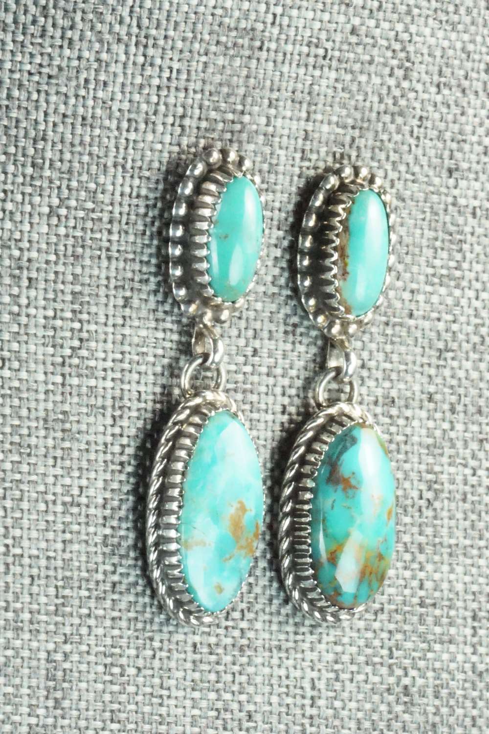 Turquoise & Sterling Silver Earrings - Alvin Joe