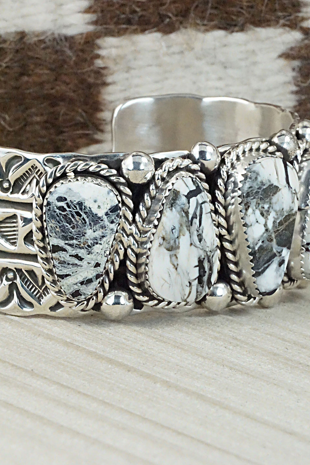 White Buffalo & Sterling Silver Bracelet - Elroy Chavez