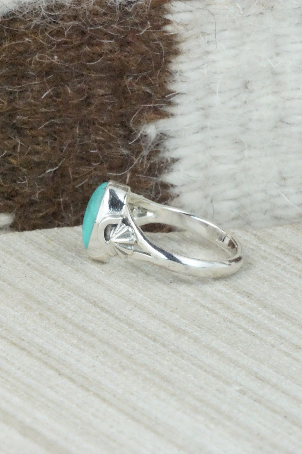 Turquoise & Sterling Silver Ring - Andrew Vandever - Size 7.75