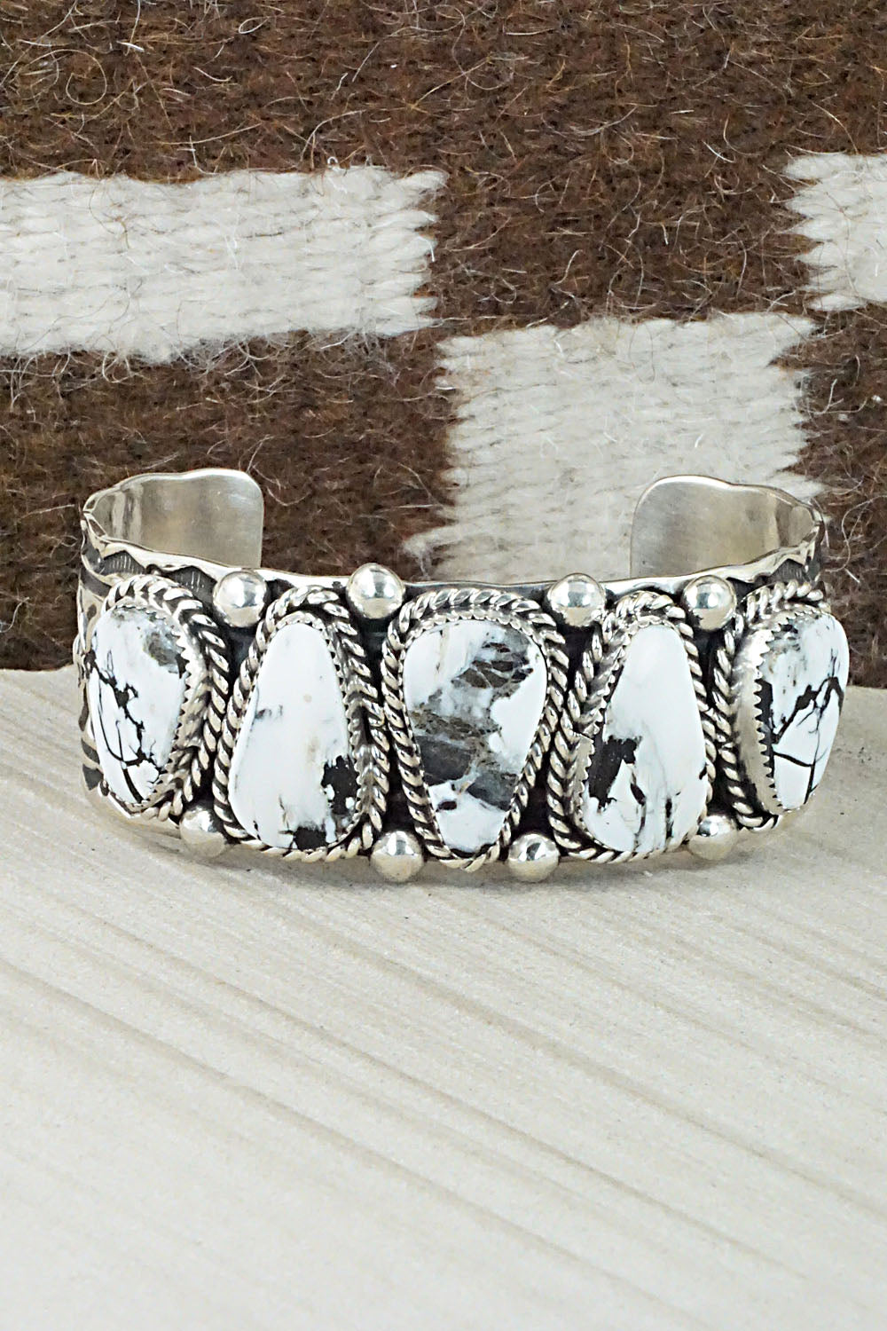 White Buffalo & Sterling Silver Bracelet - Elroy Chavez