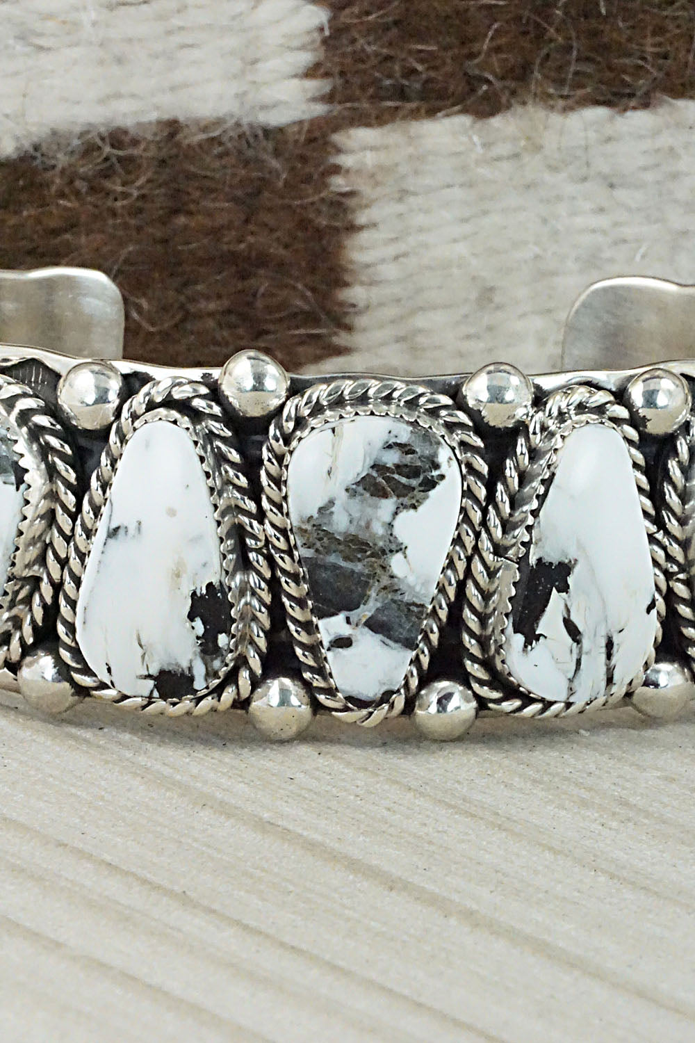 White Buffalo & Sterling Silver Bracelet - Elroy Chavez