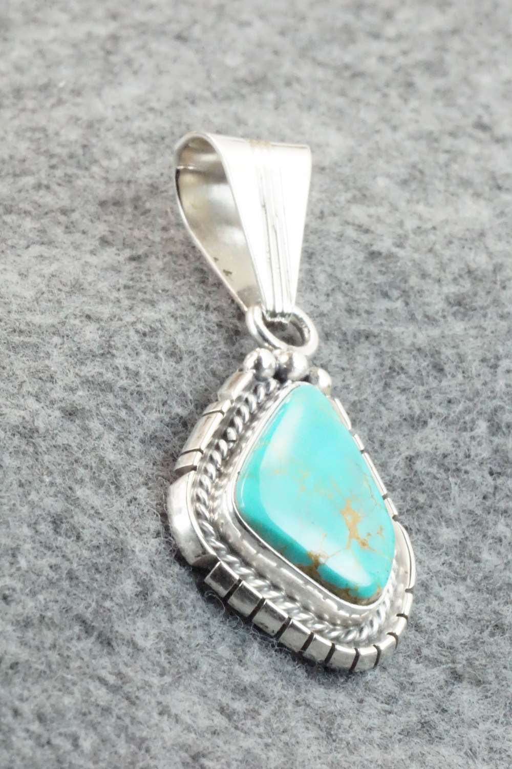 Turquoise & Sterling Silver Pendant - Samuel Yellowhair