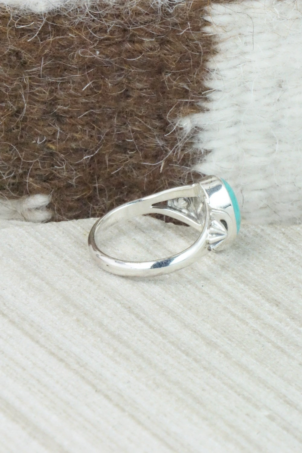 Turquoise & Sterling Silver Ring - Andrew Vandever - Size 7.75