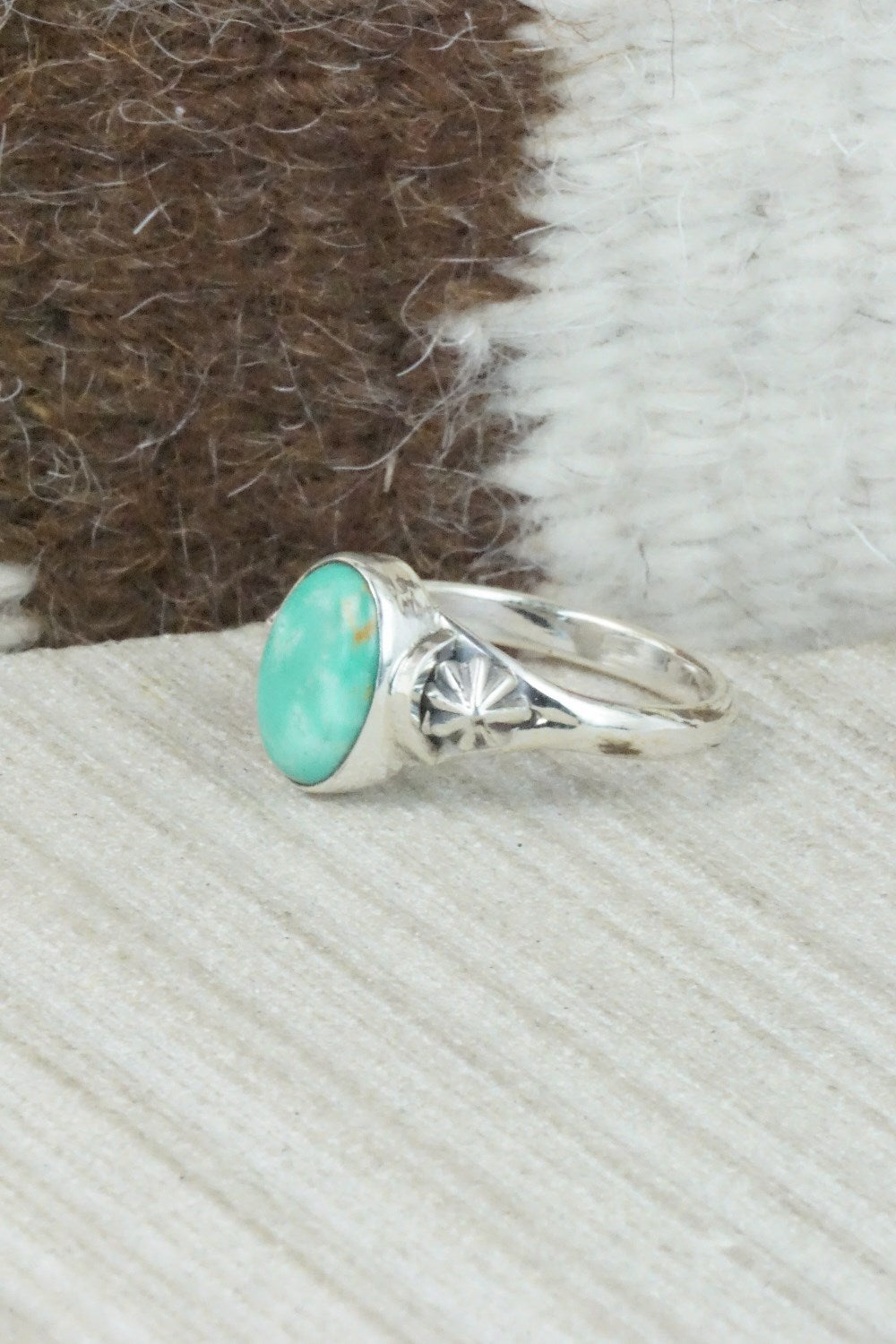 Turquoise & Sterling Silver Ring - Andrew Vandever - Size 8.75