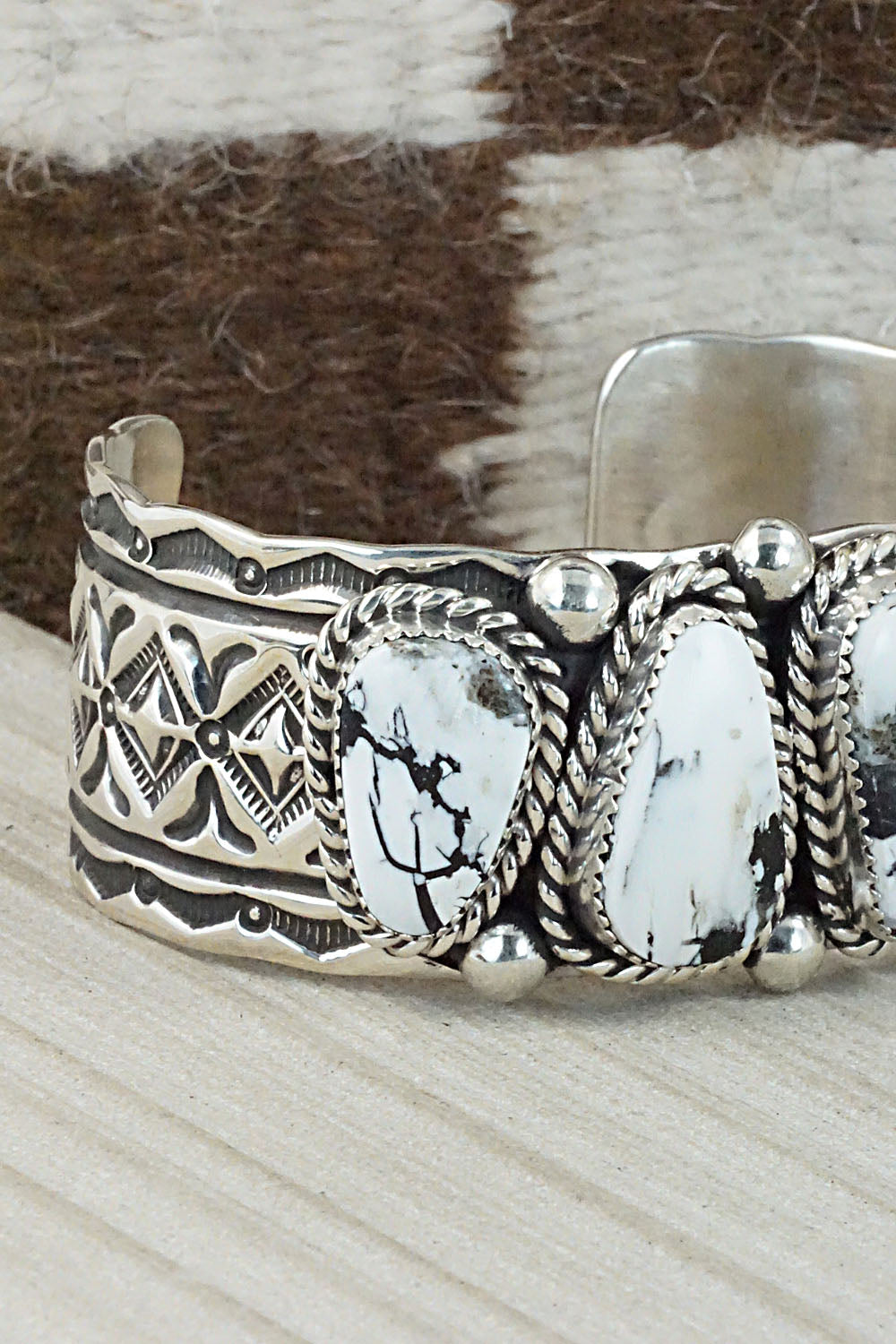 White Buffalo & Sterling Silver Bracelet - Elroy Chavez