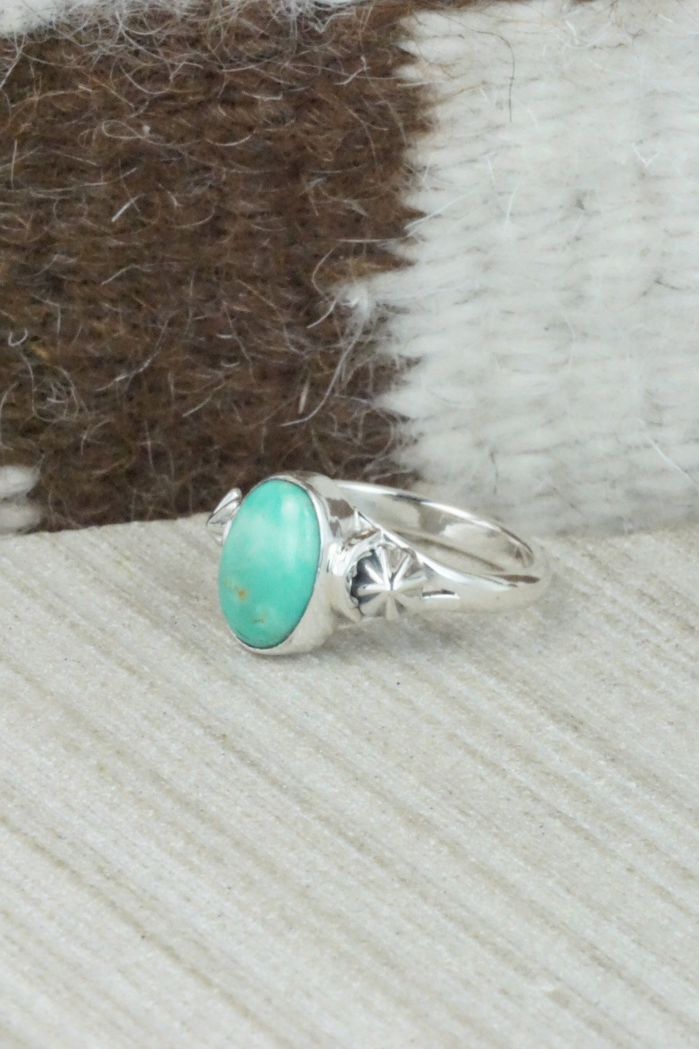 Turquoise & Sterling Silver Ring - Andrew Vandever - Size 8.5