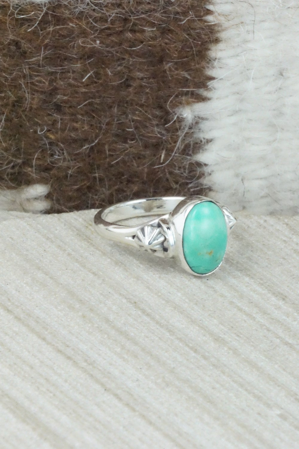 Turquoise & Sterling Silver Ring - Andrew Vandever - Size 8.5