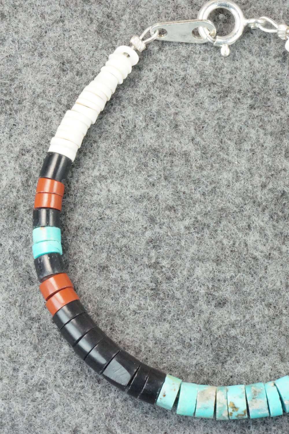 Turquoise, Shell & Sterling Silver Bracelet - Torevia Crespin