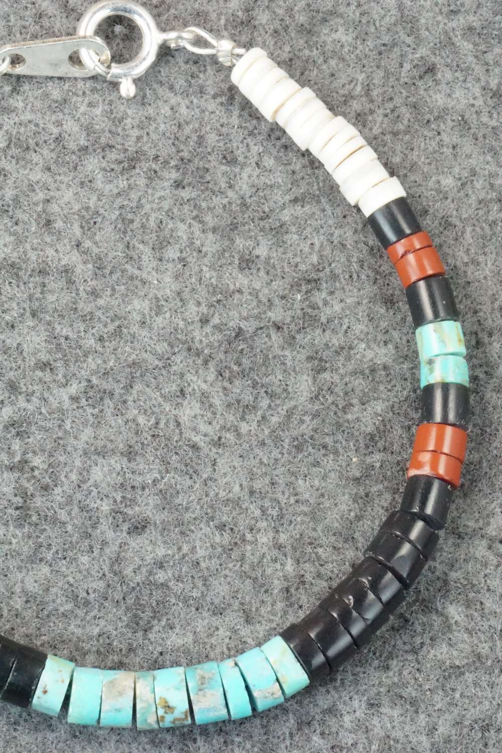 Turquoise, Shell & Sterling Silver Bracelet - Torevia Crespin