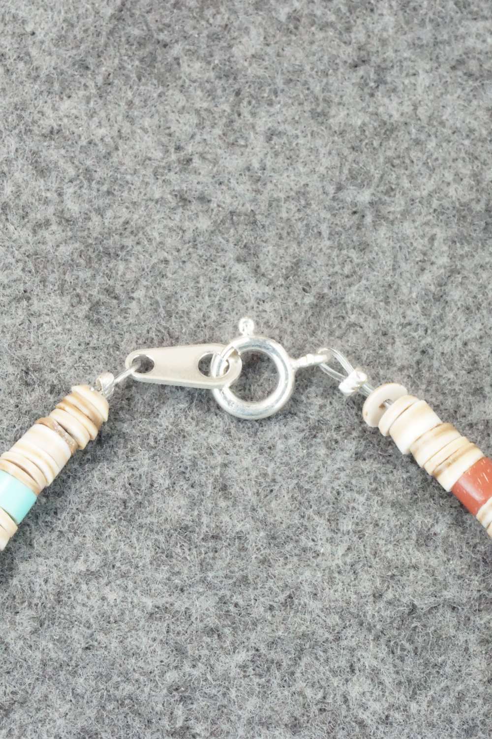Turquoise, Shell & Sterling Silver Bracelet - Torevia Crespin