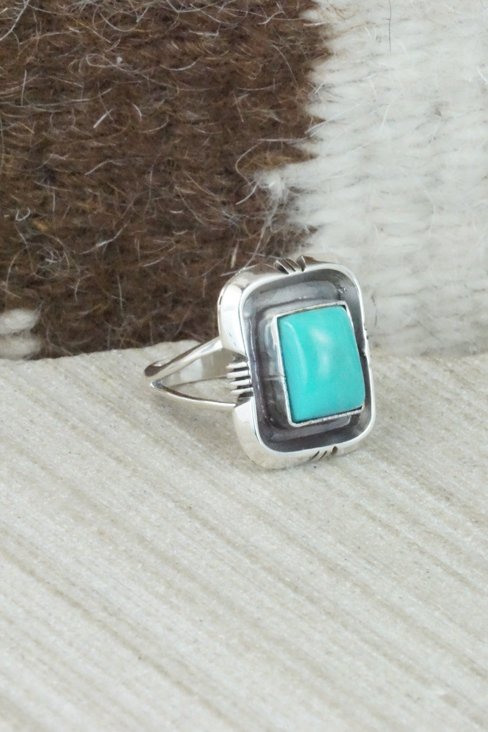 Turquoise & Sterling Silver Ring - Mark Barney - Size 6