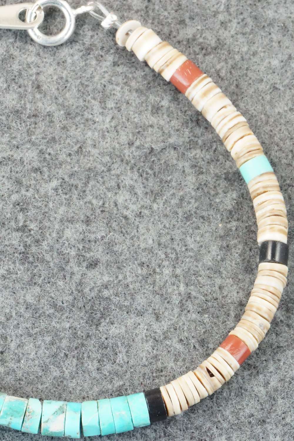 Turquoise, Shell & Sterling Silver Bracelet - Torevia Crespin