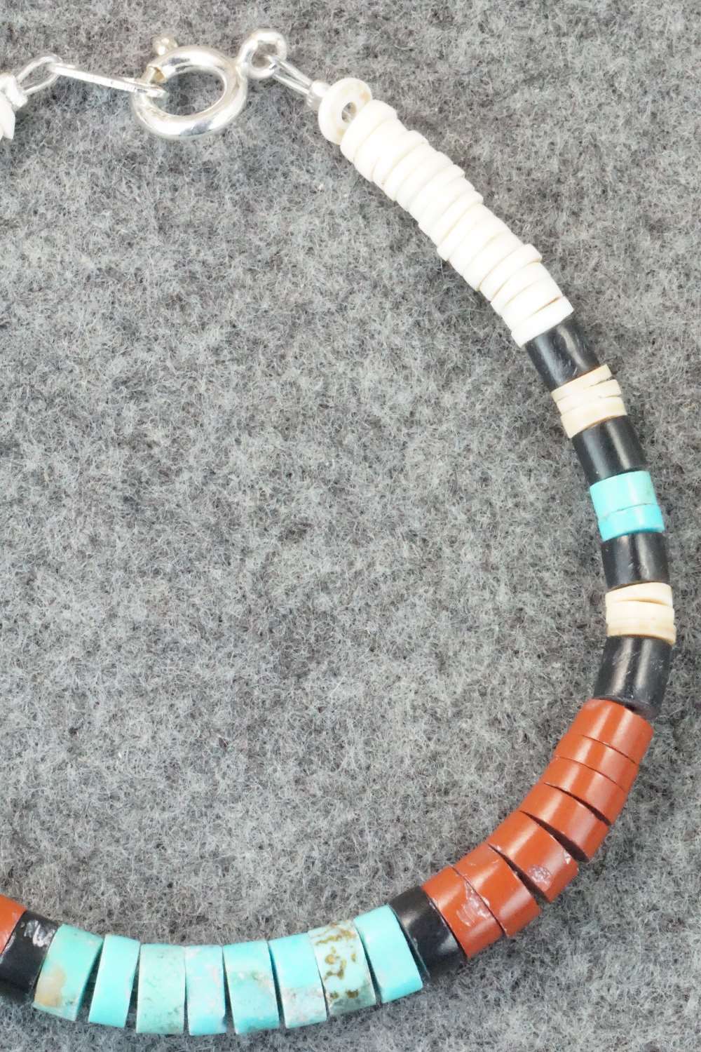 Turquoise, Shell & Sterling Silver Bracelet - Torevia Crespin