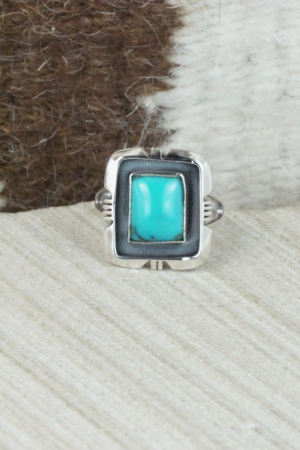 Turquoise & Sterling Silver Ring - Mark Barney - Size 7
