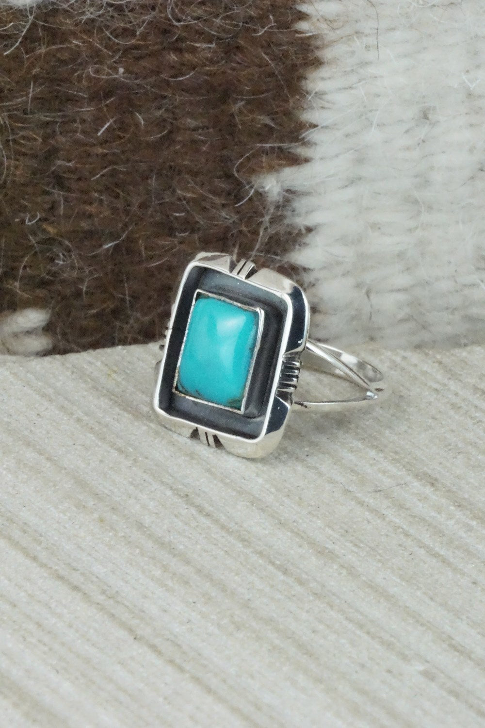 Turquoise & Sterling Silver Ring - Mark Barney - Size 7