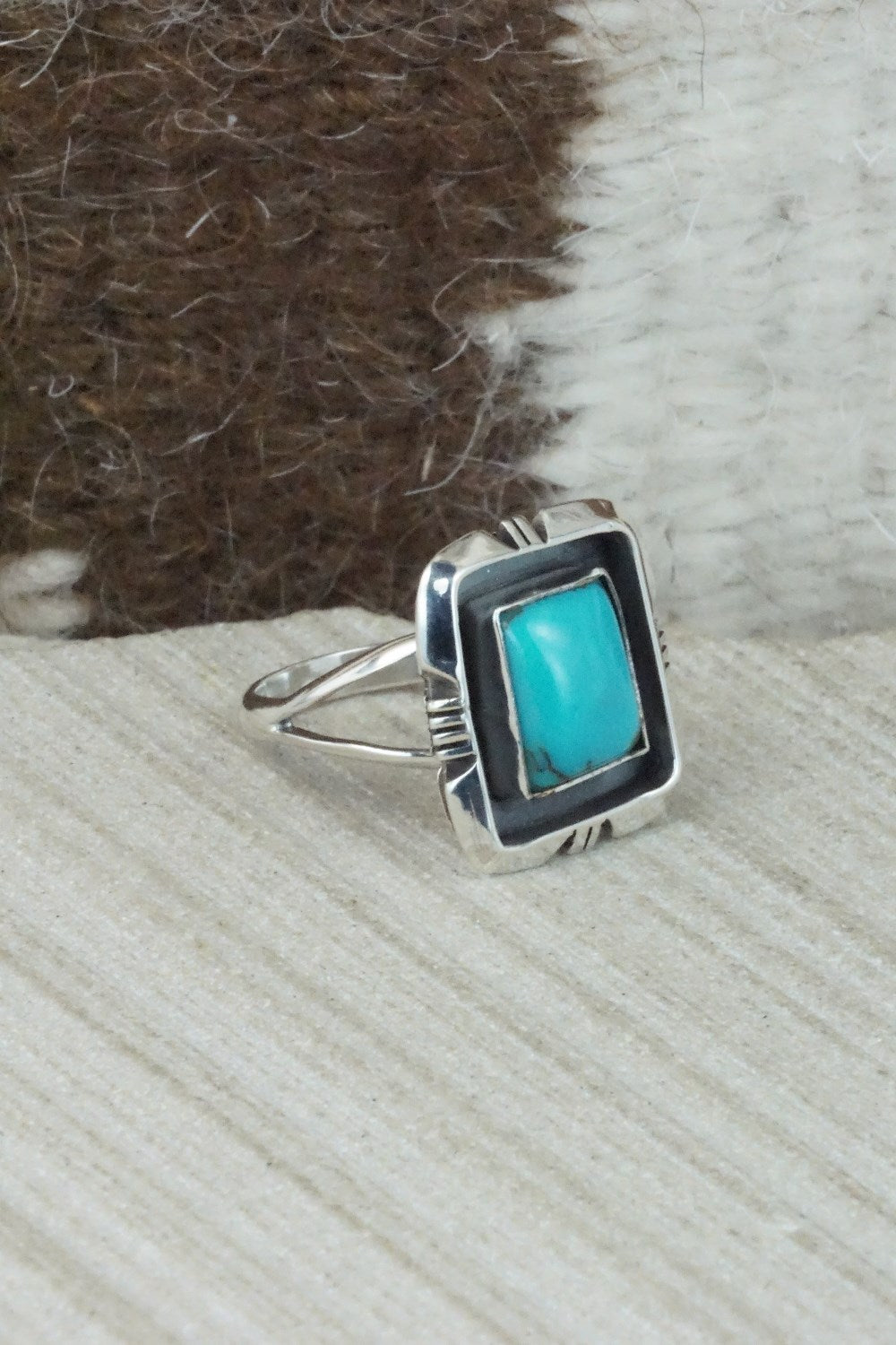 Turquoise & Sterling Silver Ring - Mark Barney - Size 7