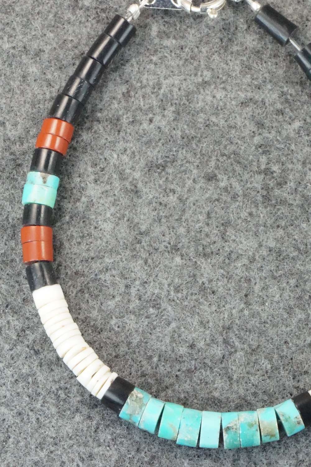 Turquoise, Shell & Sterling Silver Bracelet - Torevia Crespin