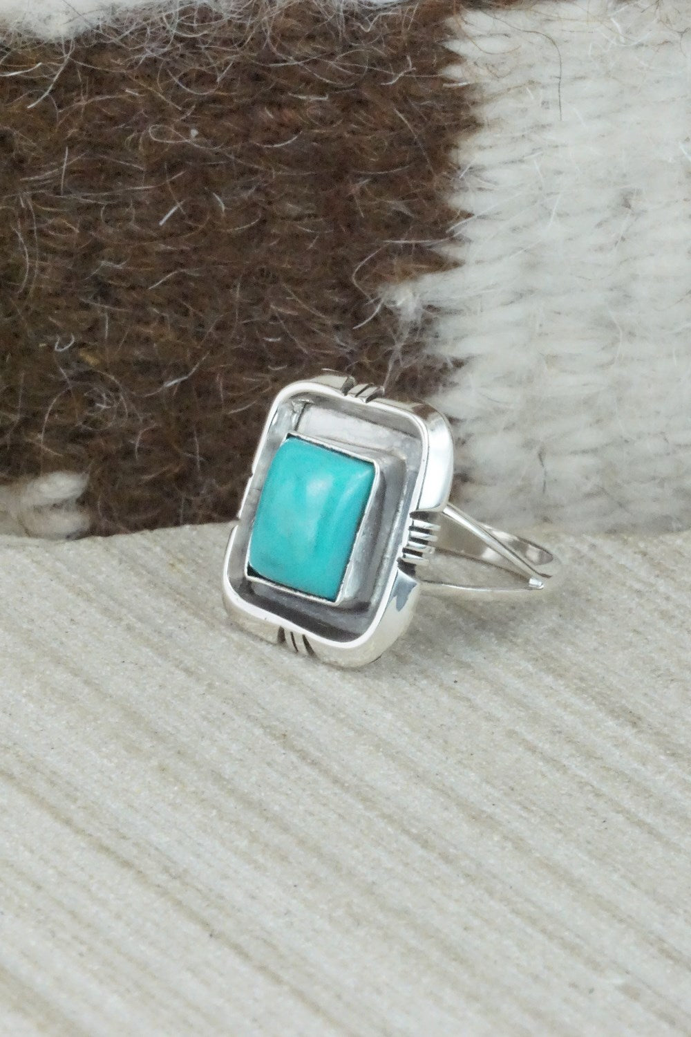 Turquoise & Sterling Silver Ring - Mark Barney - Size 7