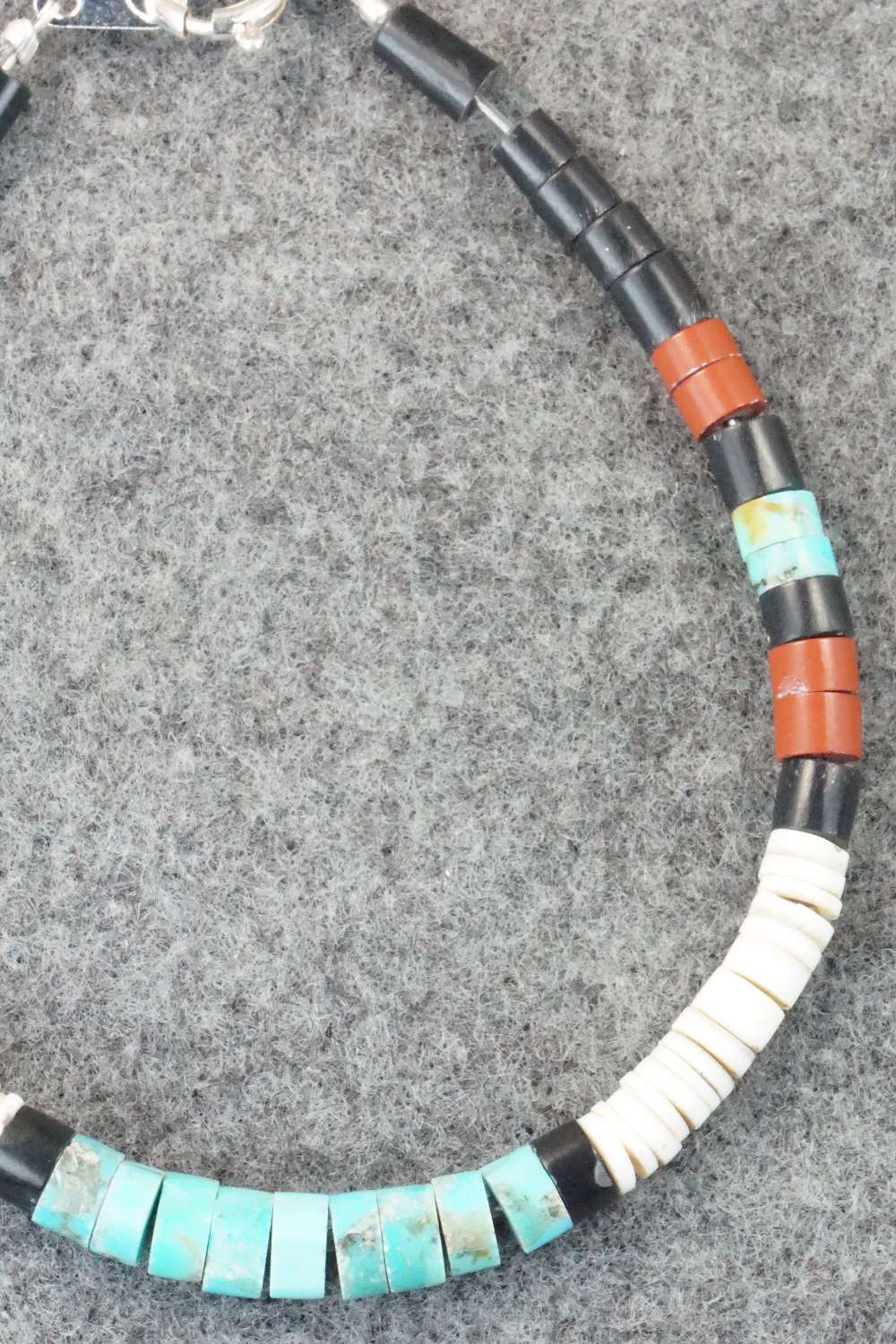 Turquoise, Shell & Sterling Silver Bracelet - Torevia Crespin