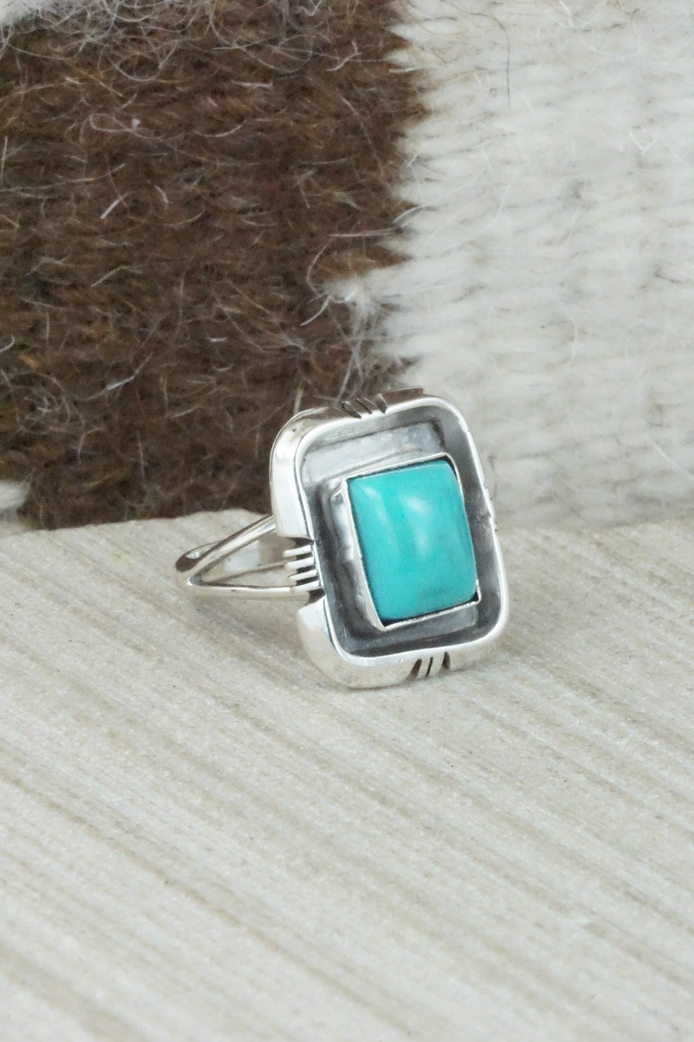 Turquoise & Sterling Silver Ring - Mark Barney - Size 7