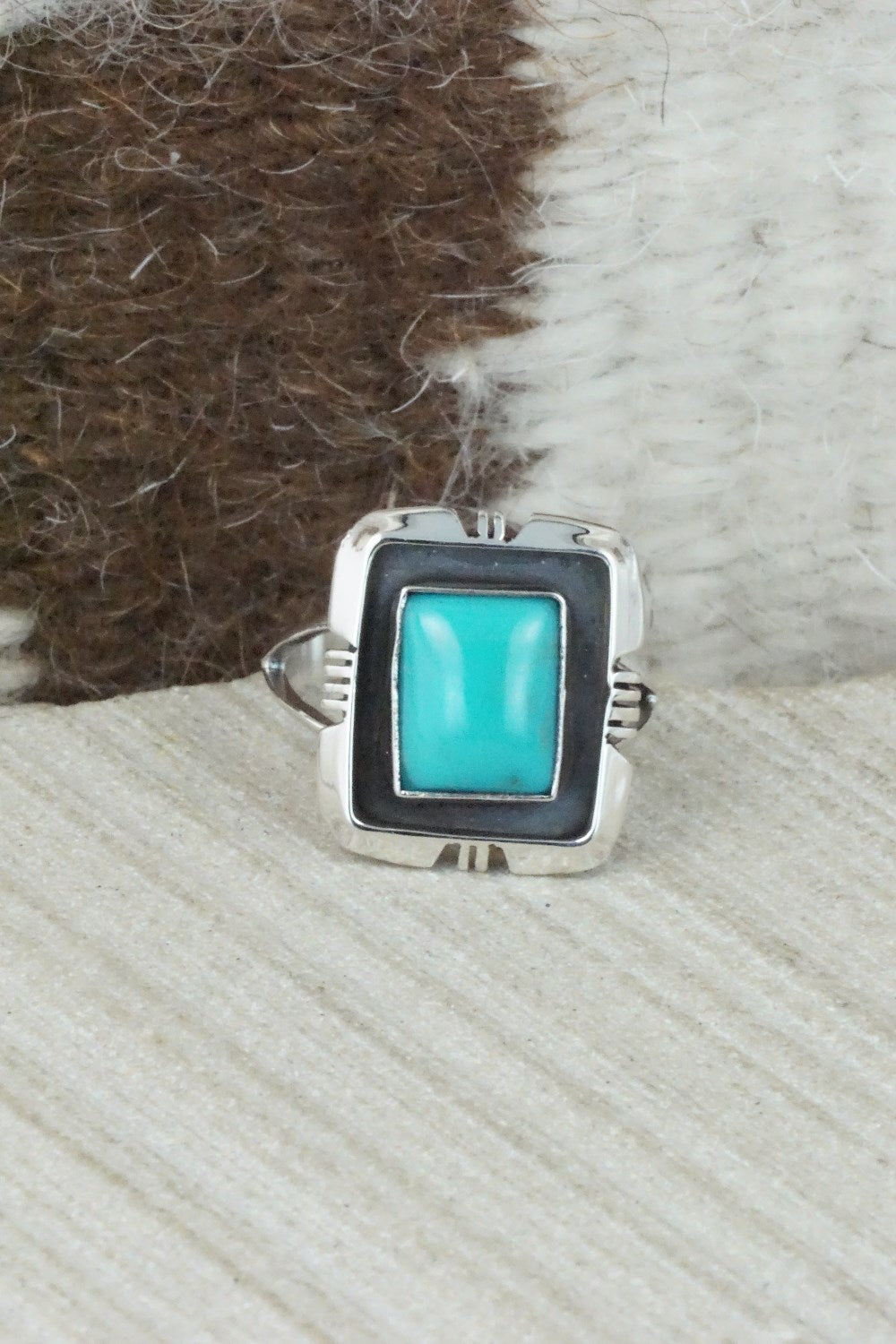 Turquoise & Sterling Silver Ring - Mark Barney - Size 7.75