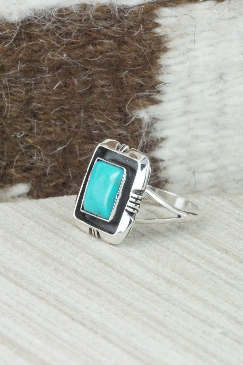 Turquoise & Sterling Silver Ring - Mark Barney - Size 7.75