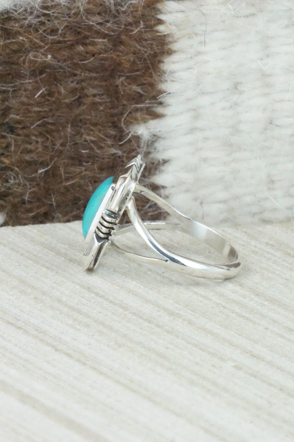 Turquoise & Sterling Silver Ring - Mark Barney - Size 7.75