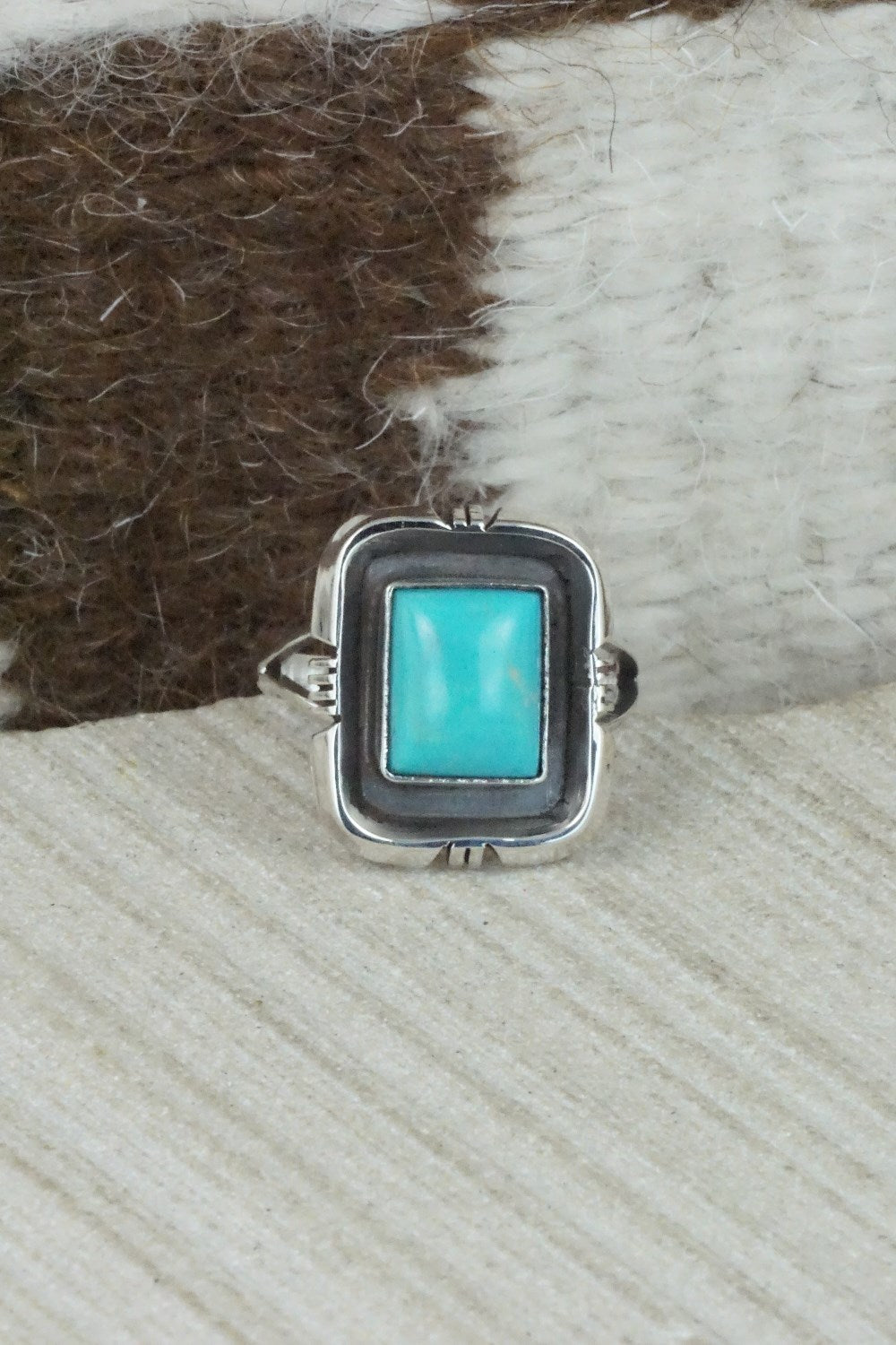 Turquoise & Sterling Silver Ring - Mark Barney - Size 7.75