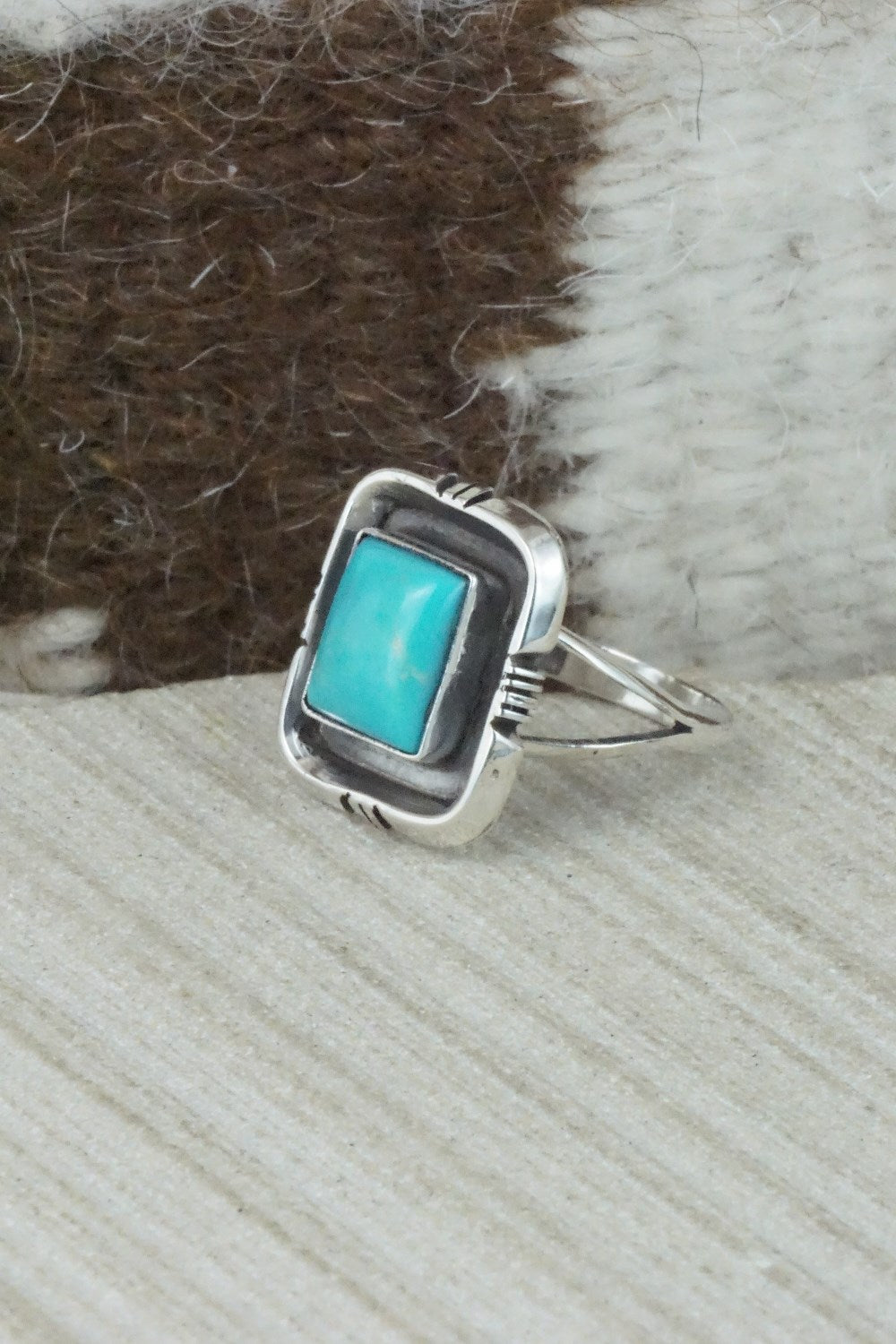 Turquoise & Sterling Silver Ring - Mark Barney - Size 7.75