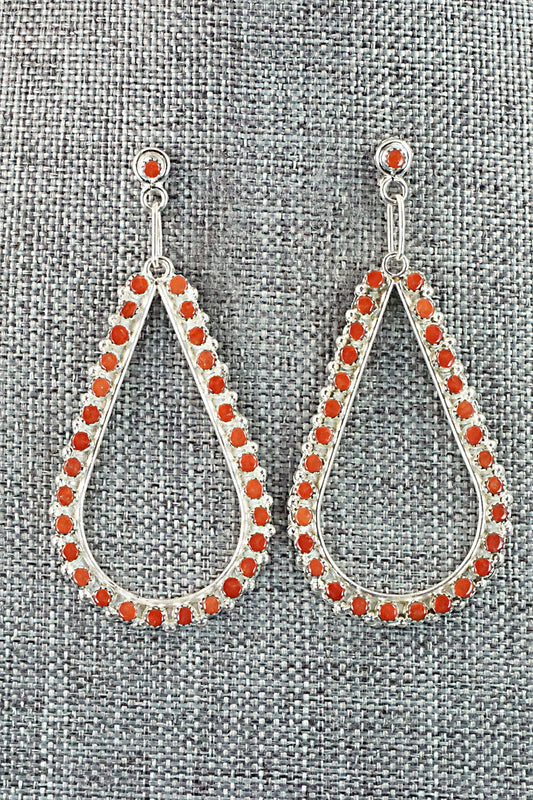Coral & Sterling Silver Earrings - Marchelle Qualo