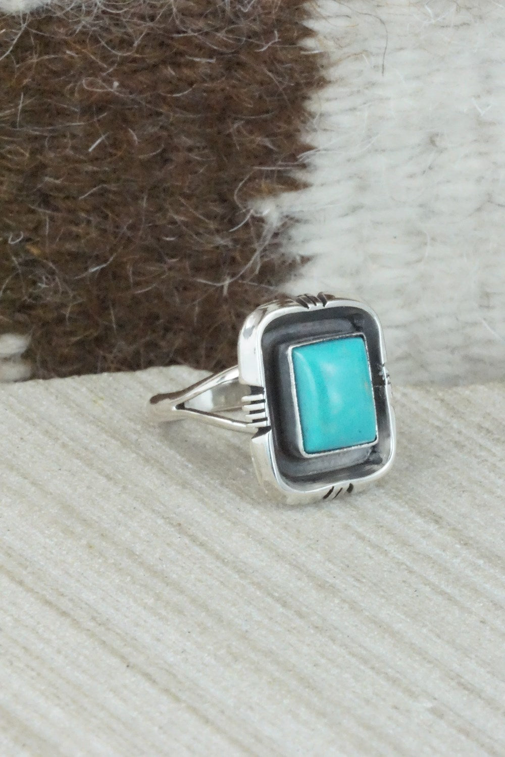 Turquoise & Sterling Silver Ring - Mark Barney - Size 7.75