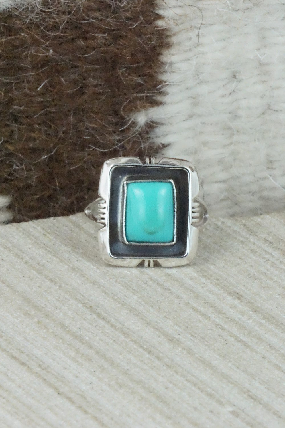 Turquoise & Sterling Silver Ring - Mark Barney - Size 8
