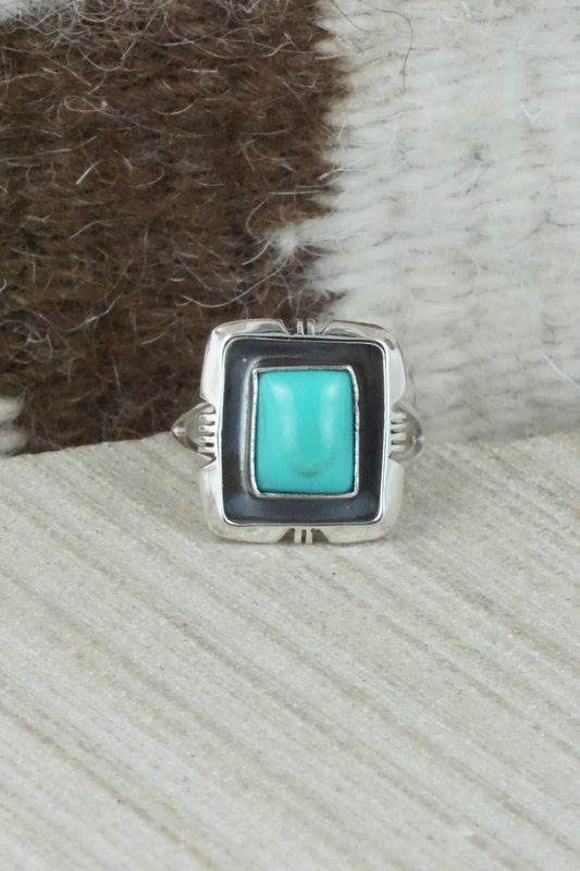 Turquoise & Sterling Silver Ring - Mark Barney - Size 8