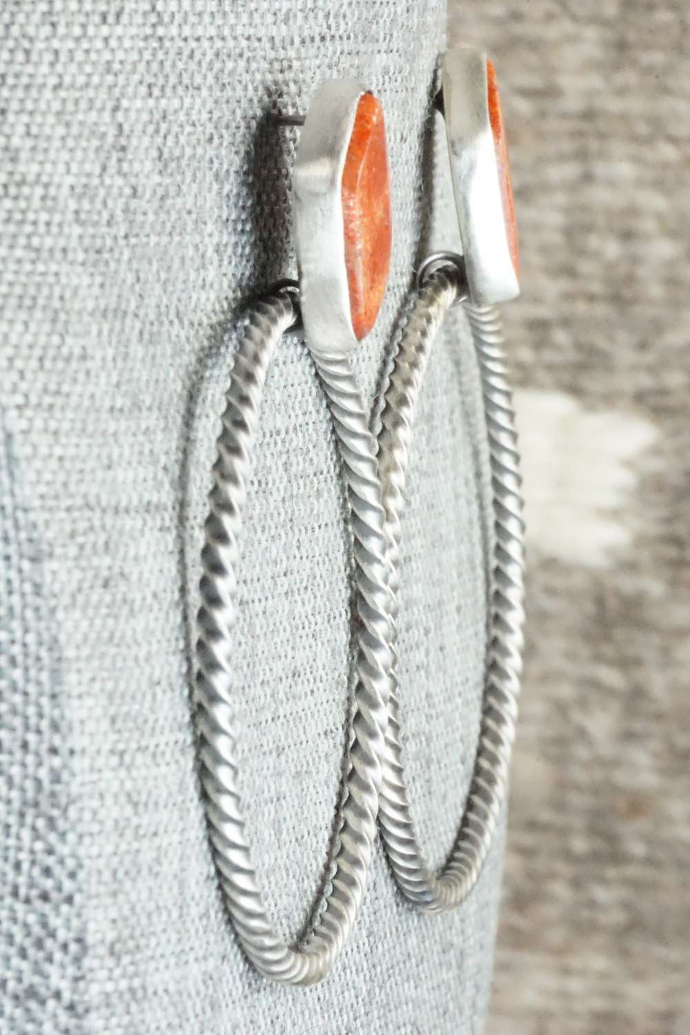 Coral & Sterling Silver Earrings - Annie Spencer